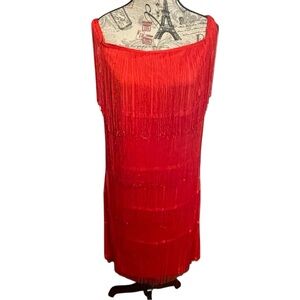 ashley stewart red dresses Embellished A Line Dress Ashley Stewart red open shoulder